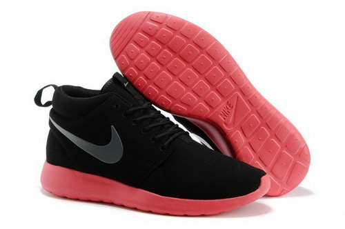 Nike Roshe Run High Cut Womenss Shoes Black Watermelon Red Online